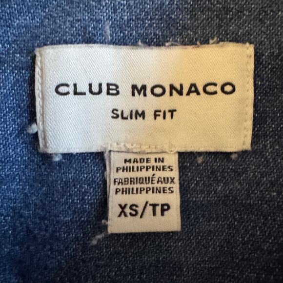Club Monaco Slim Fit Denim Chambray Button Front Shirt Long Sleeve Size XS EUC - Picture 5 of 11